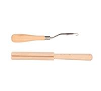 Sonew Crochet courbé en Bois avec Poignée Lissante et Coupe-fil pour les Projets de Bricolage, Bois de Hêtre, Crochet Polyvalent