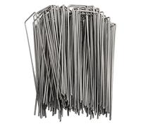 Sonew Enjeux de Jardin en U 100pcs - épingles de Paysage en Acier galvanisé pour Barrière de Mauvaises Herbes et Tissu de Gazon, 2,5 Mm d'épaisseur, 4x10 Cm (Rugosité 3mm/0.12in)