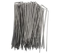 Sonew Enjeux de Jardin en U 100pcs - épingles de Paysage en Acier galvanisé pour Barrière de Mauvaises Herbes et Tissu de Gazon, 2,5 Mm d'épaisseur, 4x10 Cm (Rugosité 2.5mm/0.10in)