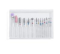 Sonew Ensemble de 14 Forets à Ongles Diamantés, Ponçage, Polissage, Retrait pour Ongles en Gel Acrylique, Manucure et Pédicure, avec étui de Rangement en Plastique