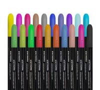 Sonew Ensemble de 24 Stylos en Tissu de Couleur, Encre Permanente Résistante au Lavage pour Vêtements, Bricolage, Dessin à la Main, Gribouillage, Travaux Manuels, avec des Couleur (20 marqueurs)