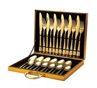 Sonew Ensemble de Couverts en Acier Inoxydable de 24 Pièces pour 6 Personnes avec étui de Rangement élégant pour la Maison, la Cuisine, le Restaurant et l'hôtel (GOLD)