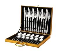 Sonew Ensemble de Couverts en Acier Inoxydable de 24 Pièces pour 6 Personnes avec étui de Rangement élégant pour la Maison, la Cuisine, le Restaurant et l'hôtel (SILVER)