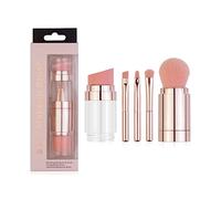 Sonew Ensemble de pinceaux de maquillage de voyage, 5 en 1, mini pinceaux de maquillage, pinceaux portables, multifonctions, fond de teint, poudre libre, fard à paupières, sourcils (électroplaqué)