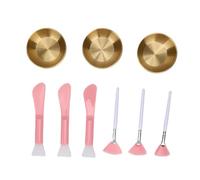 Sonew Ensemble de Spa pour le Visage 9 Pièces, 3 Bols à Mélanger en Acier Inoxydable, Brosses en éventail, 3 Spatules avec Finition Brillante, Design Ergonomique en Nylon Doux pou (GOLD)