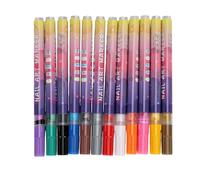 Sonew Ensemble de Stylos pour Nail Art, Pointe Fine en Métal, Marqueurs pour Nail Art, Séchage Rapide, étanche, pour la Conception des Ongles, 0.5mm (12PCS)