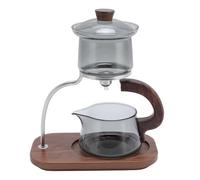 Sonew Ensemble de Théière Kungfu en Verre avec Séparation Magnétique, Théière en Verre Borosilicate avec Support et Couvercle en Bois de Noyer pour la Cérémonie Gongfu Cha, 350 Ml