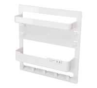 Sonew Étagère Murale avec Crochets, étagère de Chevet Adhésive sans Perçage, Rangement Mural pour Chambre à Coucher, Dortoir, Touches de Télécommande, écouteurs, Plastique Blanc (White)