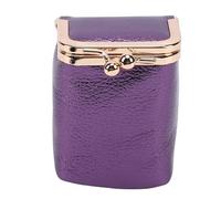Sonew Étui à Rouge à Lèvres en Cuir, Pochette Cosmétique à Serrure en Métal Vintage avec Miroir intégré, pour Femmes Organisateur de Maquillage de Voyage Porte-Carte de Crédit Cadeau (Purple)
