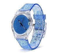 Sonew Femmes Quartz Montre-Bracelet - Cadran Rond Paillettes Poudre, Confortable Plastique, pour Adolescents et Dames (Sky Blue)