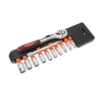 Sonew Jeu de Clés à Douille à Cliquet, 12 Pièces/4 Pouces, 4-13mm, avec Poignée Rapide et Barre d'extension pour les Réparations Automobiles et Domestiques