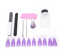 Sonew Kit de Dissolvant de Vernis à Ongles, de Trempage Professionnel pour Nail Art avec Tampon de Retrait, Poussoir à Cuticules, Lime à Ongles, Brosse à Poussière, Séparateur