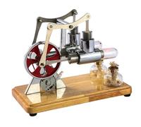 Sonew Kit de Moteur Stirling avec Lumière LED - Modèle de Générateur éducatif à Double Moteur pour Enfants et Enseignants, Expérience Scientifique avec Base en Bois (Silver)