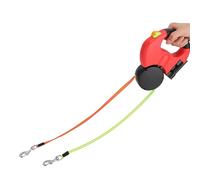 Sonew Laisse Double pour Chien 2 en 1, Rétractable à Double Tête pour 2 Chiens, avec Conception Rotative à 360 °, Lumière LED, Corde en Nylon Réfléchissante (Rouge)