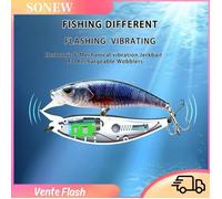 Sonew Leurres de pêche lumineux Leurre de pêche dur vert Rechargeable électrique, leurre avec triple hameçon, pour sport leurre