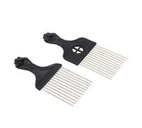 Sonew Lot de 4 Peignes à Cheveux Afro en Métal, Ensemble de Peignes de Coiffure Bouclés avec Dents Larges pour un Démêlage Doux, Outils de Coiffure au Design Poing Noir