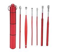 Sonew Lot de 6 Cure-oreilles, Dissolvant de Curette de Cérumen Rouge pour Enfants Adultes, Outil de Nettoyage de Cuillère D'oreille pour Salon de Beauté à Domicile