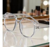 Sonew Lunettes de Vue Lunettes Anti-lumière Bleue Tendance Polygone Léger Transparent Spectacle pour Hommes Femmes PC Silicone Accessoire de Mode (Gris Transparent)