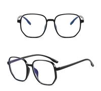 Sonew Lunettes de Vue Lunettes Anti-lumière Bleue Tendance Polygone Léger Transparent Spectacle pour Hommes Femmes PC Silicone Accessoire de Mode (Black)