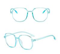 Sonew Lunettes de Vue Lunettes Anti-lumière Bleue Tendance Polygone Léger Transparent Spectacle pour Hommes Femmes PC Silicone Accessoire de Mode (Bleu Transparent)