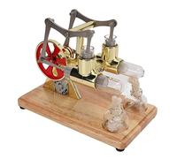Sonew Modèle de Moteur Stirling à Deux Cylindres Dorés, Jouet Scientifique éducatif avec Tube en Verre et Lampe