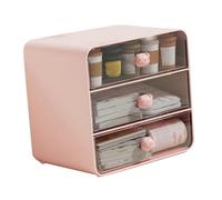 Sonew Organisateur de Bureau avec 3 Tiroirs, Boîte de Rangement de Bureau pour Organisateur Cosmétique en Plastique pour Bureau, Dortoir, école, Maison (Grand cochon rose)