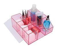 Sonew Organisateur Transparent de Vernis à Ongles pour le Stockage de Kit de Manucure, Porte-Outils à Ongles en Acrylique avec Compartiment Tweezers, Boîte à Outils de beauté Portable