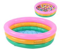Sonew Piscine Gonflable Douce pour Enfants avec 3 Anneaux d'air Colorés et Sol Doux, Bassin de Forme Ronde en PVC pour Les Enfants et Les Nourrissons (M)