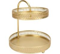 Sonew Plateau à fruits à 2 niveaux Plateau à Fruits à 2 étages Doré Élégant et Décoratif de Grande capacité Support deco statuette