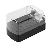 Sonew Porte-foret à Ongles, Boîtier Transparent Anti-poussière à 30 Fentes avec Brosse de Nettoyage en Cuivre et en Nylon pour le Rangement de la Manucure (BLACK)