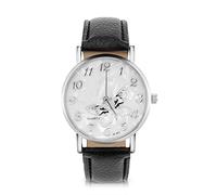 Sonew Quartz Montre Femme, Montre Bracelet Femme Analogique Ronde Montres PU Cuir Bracelet Mode Simple Papillon Conception Montre-Bracelet(Noir)