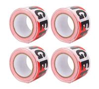 Sonew Rouleau de Ruban Adhésif d'avertissement de Danger Non Adhésif, 4 Pièces, Rouge Blanc avec Texte PE pour les Zones à Risque de Construction