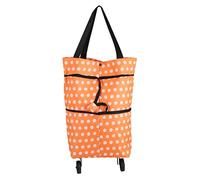 Sonew Sac à Provisions Pliables avec Roues, Sac Fourre-tout Réutilisable pour Faire du Shopping, Voyager, Vacances (Points oranges)