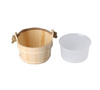 Sonew Seau de Sauna Premium 6L, Tonneau en Bois, Accessoire de Douche Spa avec Design et Dragonne