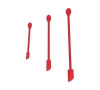 Sonew Spatule Polyvalente à Double Tête en Silicone pour le Maquillage et l'utilisation de la Cuisine - Ensemble de 3pc, Rouge, pour les Pots, les Bouteilles et les Besoins de Cuisson (rouge)