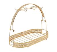 Sonew Support de Tasse en Fer élégant avec 6 Crochets pour Sécher et Ranger les Tasses à café dans la Cuisine ou le Bureau, Argent (GOLD)