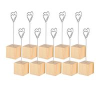 Sonew Supports de Photos à Clamp/Holder en Métal, 10 Pièces, avec Base en Bois pour Notes et Messages, Affichage élégant pour la Décoration de la Maison et du Bureau