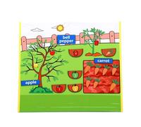 Sonew Tableau en Feutre Pliable, Tableau de Narration Interactif Double Face avec Cartes de Fruits et Légumes pour Les Tout-Petits