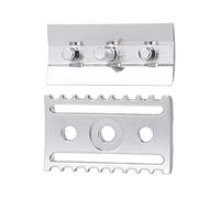 Sonew Tête de Rasoir de sécurité, Peigne Ouvert, Tête de Rasoir à Double Tranchant, Outil de Rasage Lisse pour Hommes, Toilettage de la Barbe, Alliage de Zinc argenté 4 Cm X 2,5 Cm X