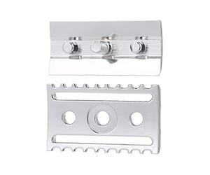 Sonew Tête de Rasoir de sécurité, Peigne Ouvert, Tête de Rasoir à Double Tranchant, Outil de Rasage Lisse pour Hommes, Toilettage de la Barbe, Alliage de Zinc argenté 4 Cm X 2,5 Cm X