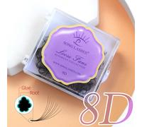 SONG CILS 8D Éventails prémontés à base pointue, fine et effilée. Éventails prémontés pour les salons de beauté, les bouquets de cils, les cils individuels, les faux cils PBT
