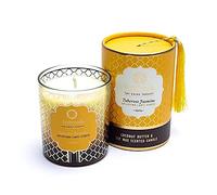 Song of India Bougie parfumée ayurveda | Parfum jasmin tubéreuse | Huiles essentielles infusées | 55 heures de combustion | Beurre de noix de coco et cire de soja | Pot élégant avec pompons | 200 g