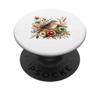 Song Sparrow Vintage Floral Automne Oiseau PopSockets PopGrip Adhésif