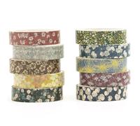 Songdao 10 rouleaux Maigre Washi Tape Set, Texture Arts Ruban Adhésif Décoratif FMotifs de base Masking Tapes pour Arts, Bullet Journal, Scrapbooking, Bricolage, Emballage (style trois)