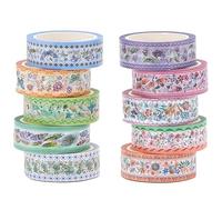 Songdao 10 rouleaux Motif de broderie Washi Tape Set, Ruban Adhésif Décoratif Masking Tapes pour Arts, Bullet Journal, Scrapbooking, Bricolage, Emballage