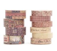 Songdao 10 rouleaux Washi Tape Set, Ruban Vintage Adhésif Décoratif Œuvre d’art inspirée Feuille d’or Masking Tapes pour Arts, Bullet Journal, Scrapbooking, Bricolage, Emballage (rétro)