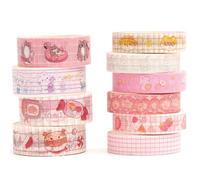 Songdao 10 rouleaux Washi Tape Set, Ruban Vintage Adhésif Décoratif Œuvre d’art inspirée Feuille d’or Masking Tapes pour Arts, Bullet Journal, Scrapbooking, Bricolage, Emballage (Cute)