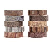 Songdao 10 rouleaux Washi Tape Set, Texture Ruban Vintage Adhésif Décoratif Œuvre d’art inspirée Feuille d’or Masking Tapes pour Arts, Bullet Journal, Scrapbooking, Bricolage, Emballage (style four)