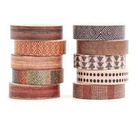 Songdao 10 rouleaux Washi Tape Set, Texture Ruban Vintage Adhésif Décoratif Œuvre d’art inspirée Feuille d’or Masking Tapes pour Arts, Bullet Journal, Scrapbooking, Bricolage, Emballage (Style Six)