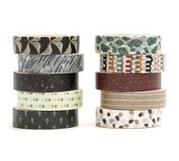 Songdao 10 rouleaux Washi Tape Set, Texture Ruban Vintage Adhésif Décoratif Œuvre d’art inspirée Feuille d’or Masking Tapes pour Arts, Bullet Journal, Scrapbooking, Bricolage, Emballage (Style One)